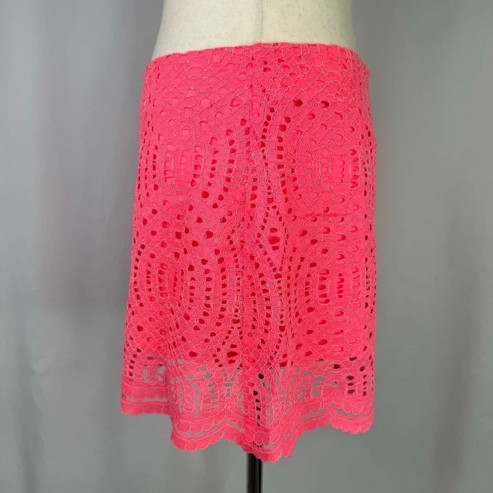 Lilly Pulitzer Lace Alice Skort hot pink mini skirt with attached satin shorts 4